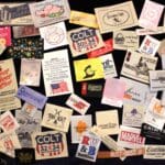 Custom fabric labels for apparel showcasing brand logo and design.